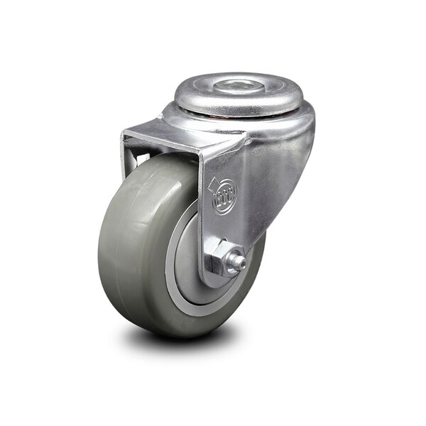 3.5 Inch Gray Polyurethane Wheel Swivel Bolt Hole Caster